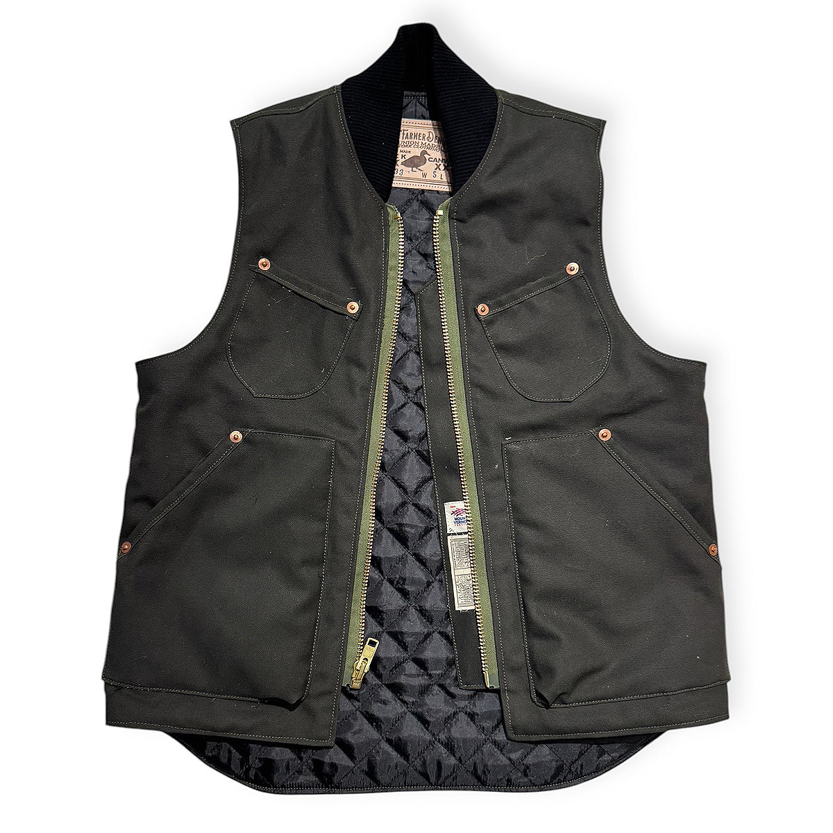 #133 12oz Duck Canvas Lined Workman Waistcoat Olive