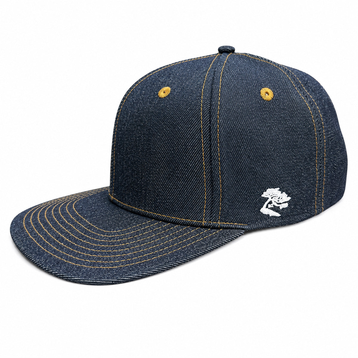 14oz Cone Mills Denim Snapback HAT CFDCo Cattle 3D Embroidery TM Logo  - Mid Crown