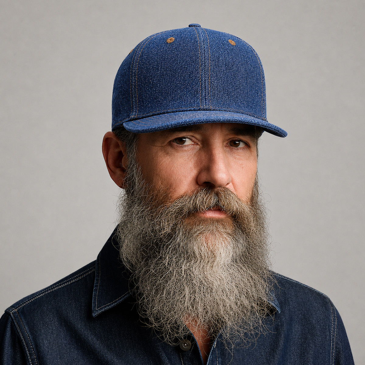 14oz Cone Mills Denim Snapback HAT Blank - Mid Crown