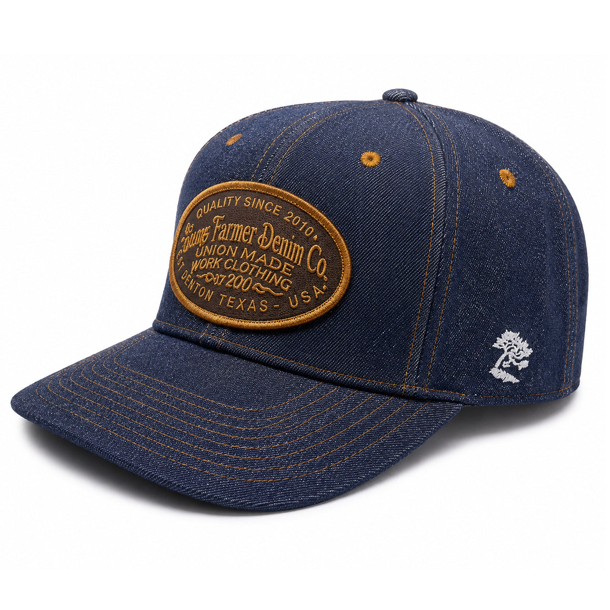 14oz Cone Mills Denim Snapback HAT CFDCo Shop Patch - Mid Crown