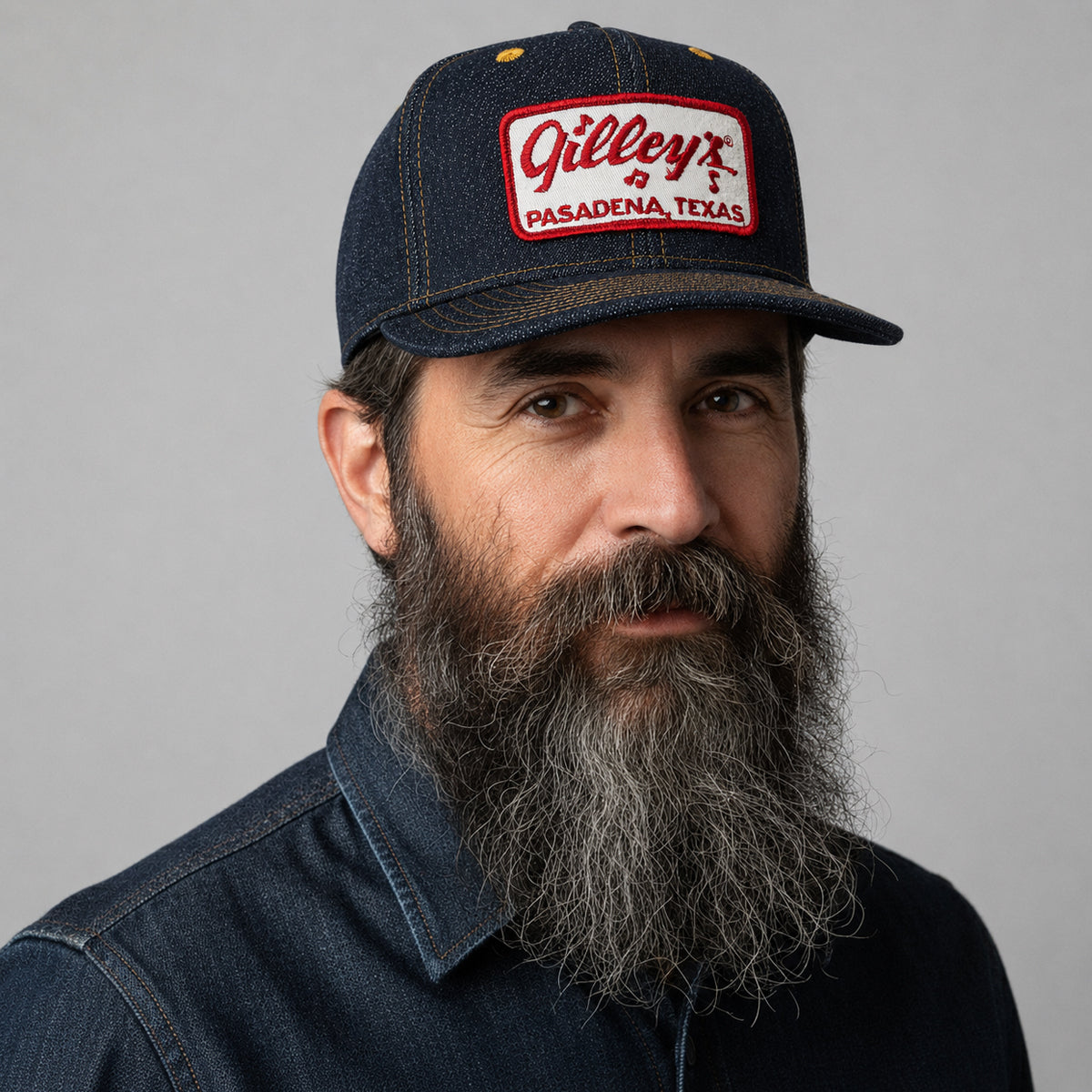 14oz Cone Mills Denim Snapback Trucker - Gilley's Patch 1970s