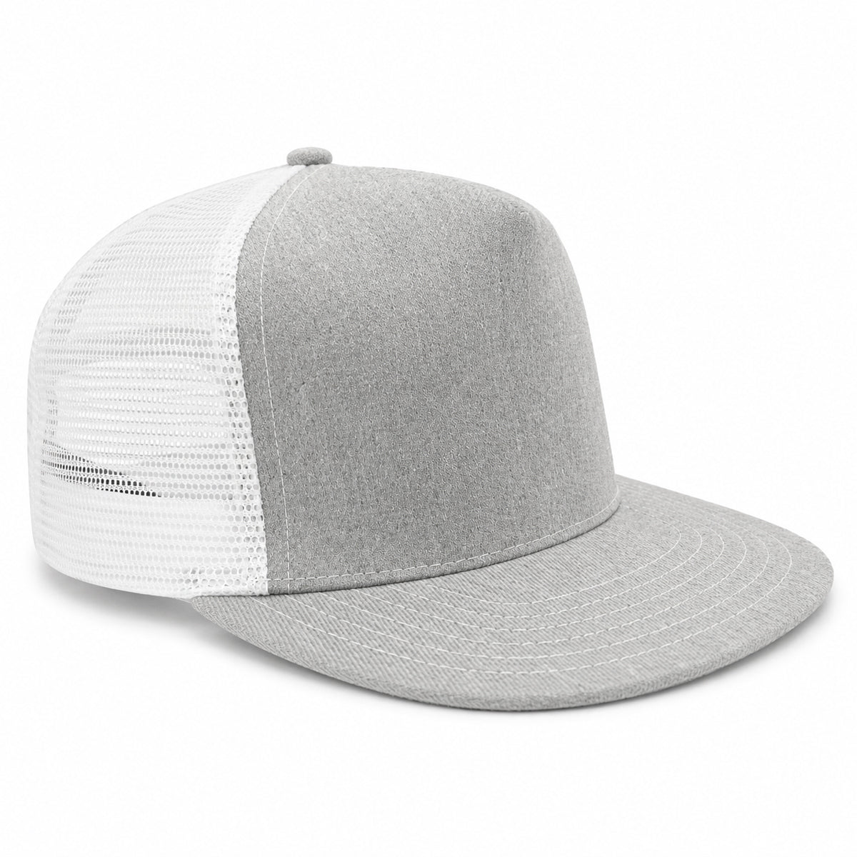 #GYM 14oz Japanese Grey Heather Mesh Snapback HAT 5 Panel - Mid Crown