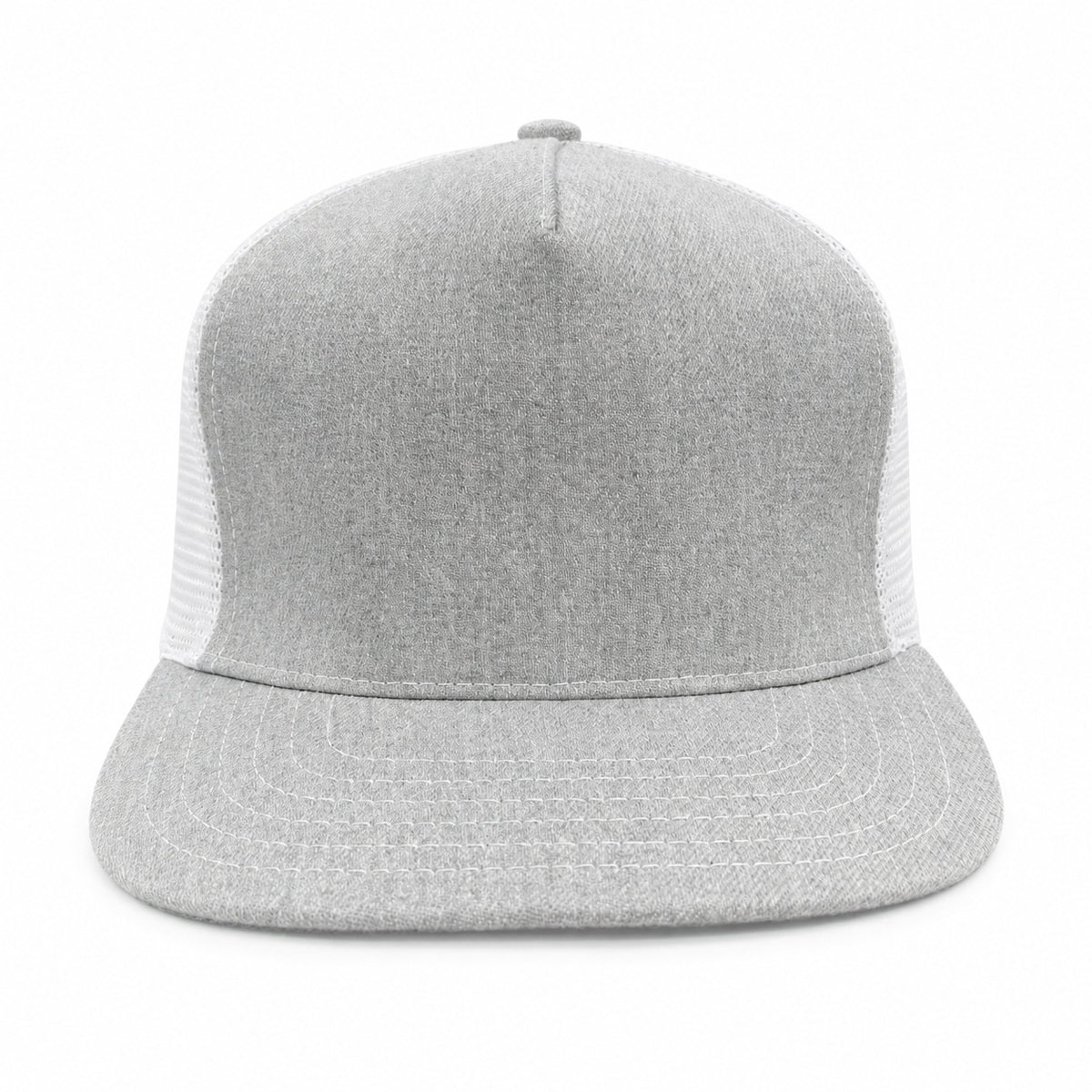 #GYM 14oz Japanese Grey Heather Mesh Snapback HAT 5 Panel - Mid Crown