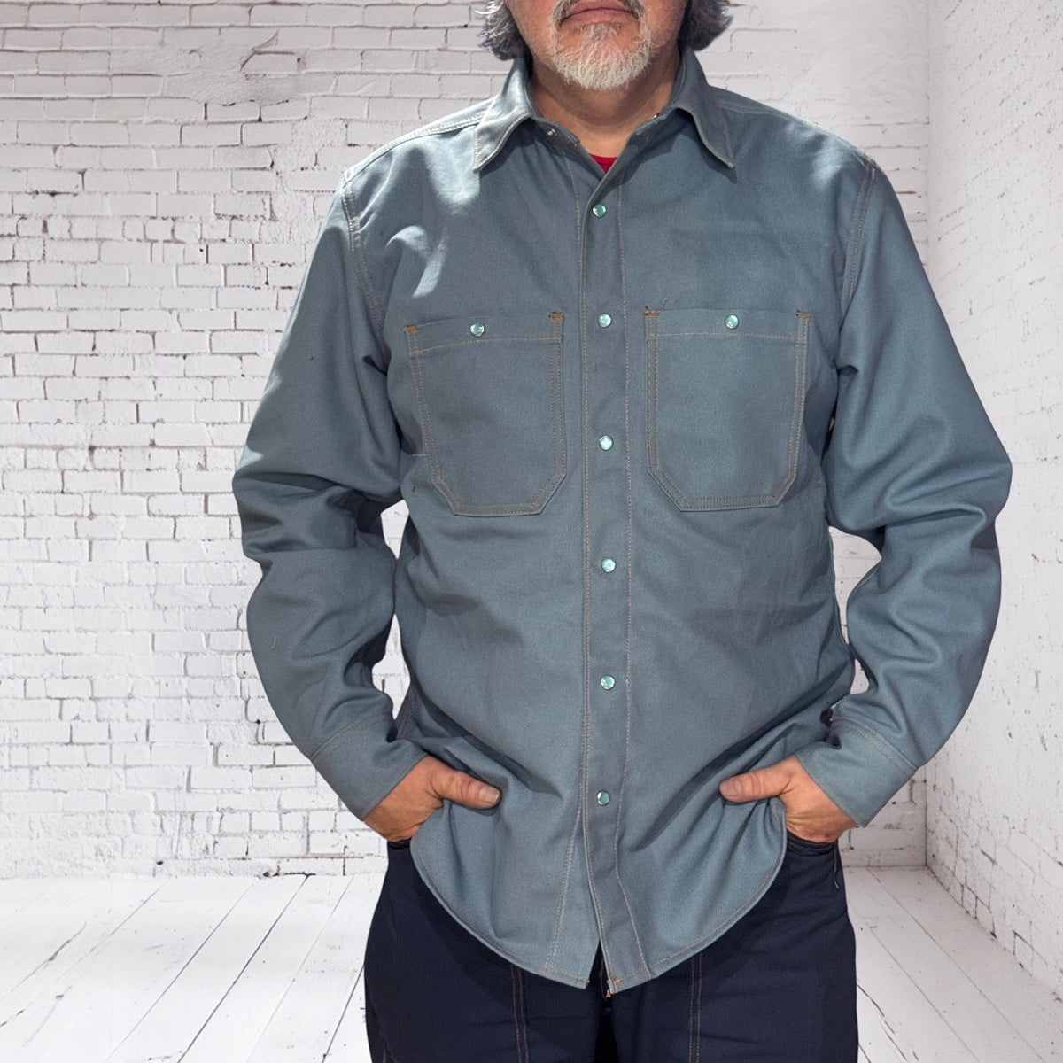 #133 12oz USA Duck Canvas Work Shirt Sea Grass