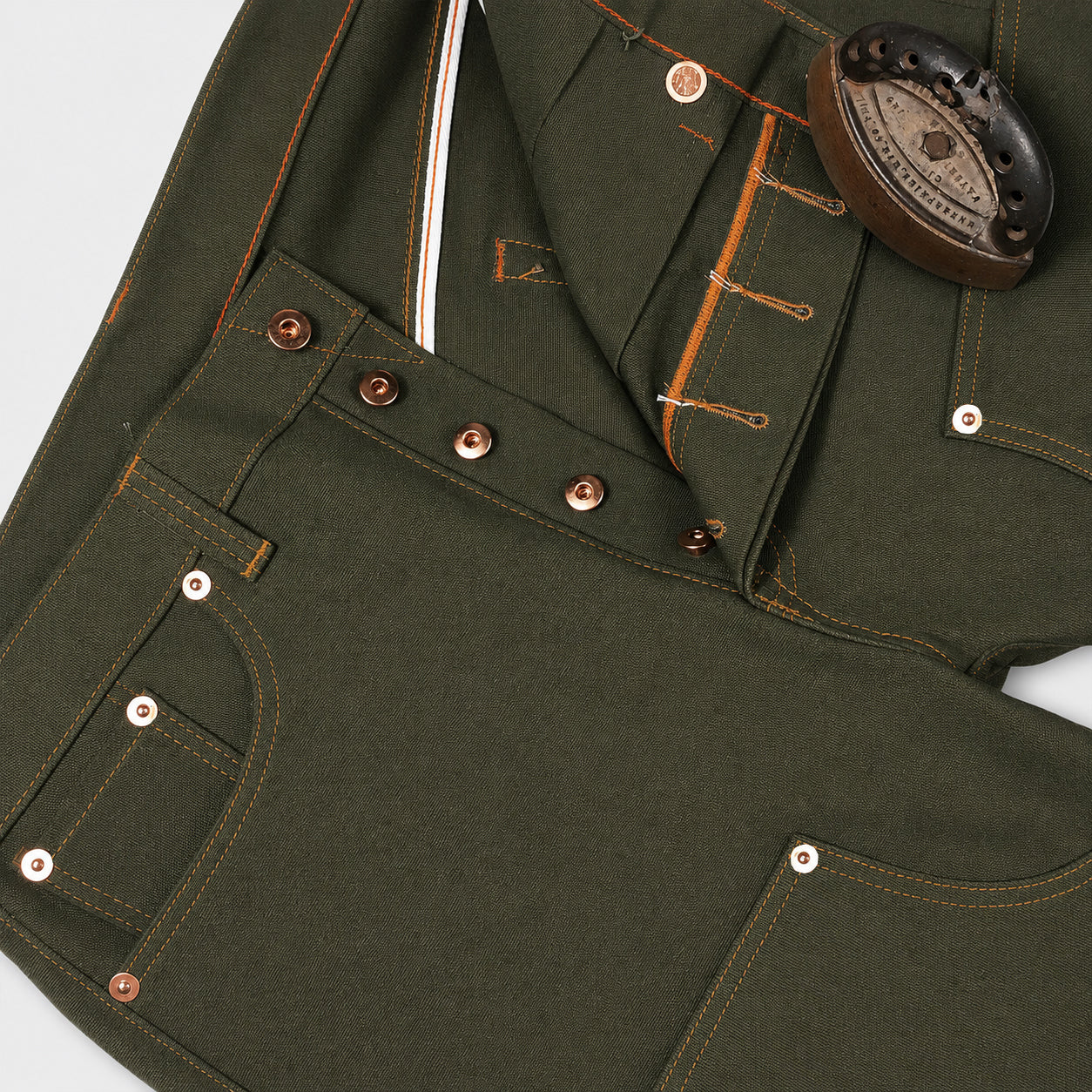 18oz Duck Canvas Green Vintage Selvedge