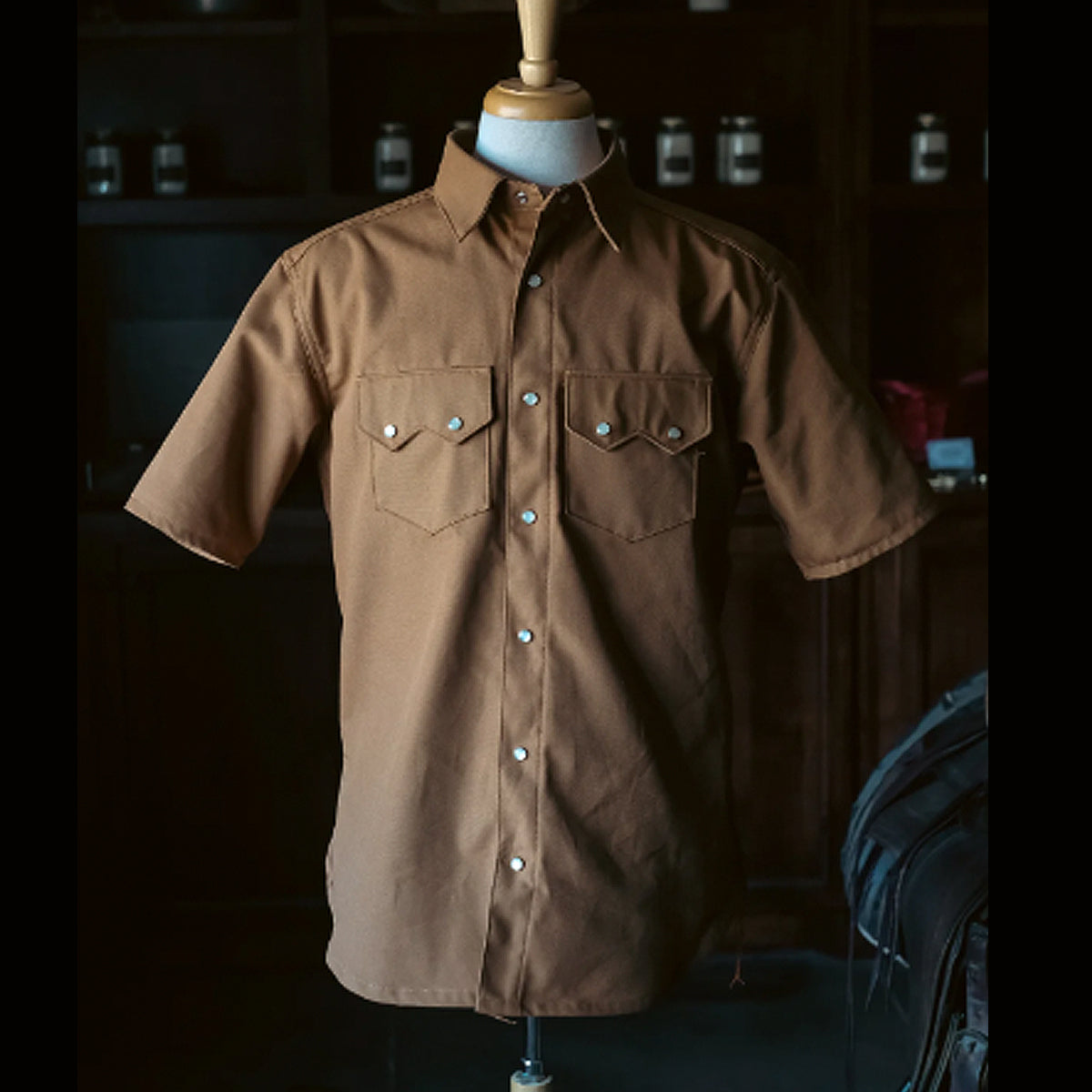 #131 10oz Duck Canvas Ochre BROWN Saw Tooth Work Shirt Short Sleeve