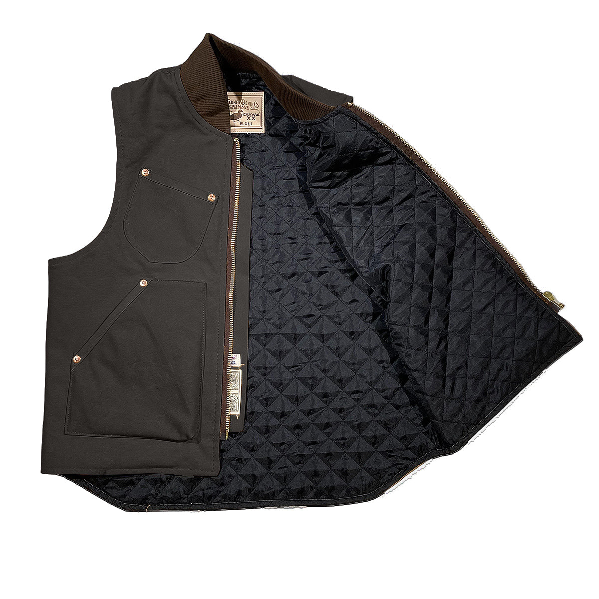 12oz Dark Brown Duck Canvas Workman Waistcoat Lined