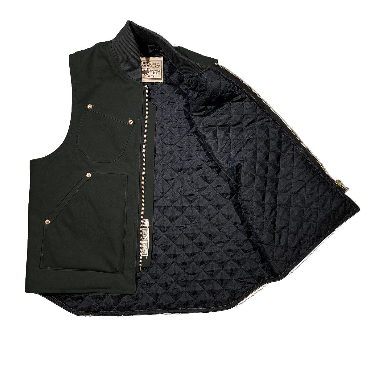 12oz Olive Duck Canvas Workman Waistcoat Lined