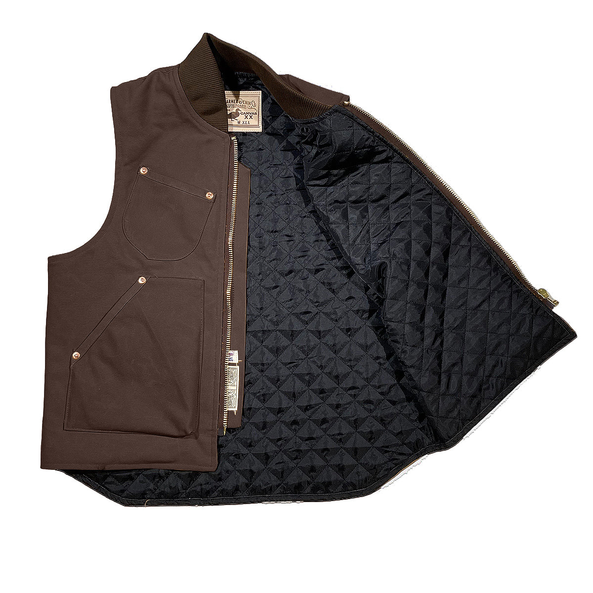12oz Timber Brown Duck Canvas Workman Waistcoat Lined