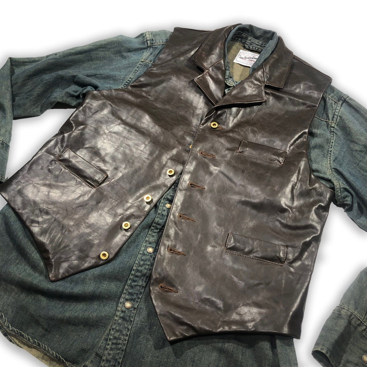 2/3oz Coffee Brown Horse LEATHER "Type B" Waistcoat