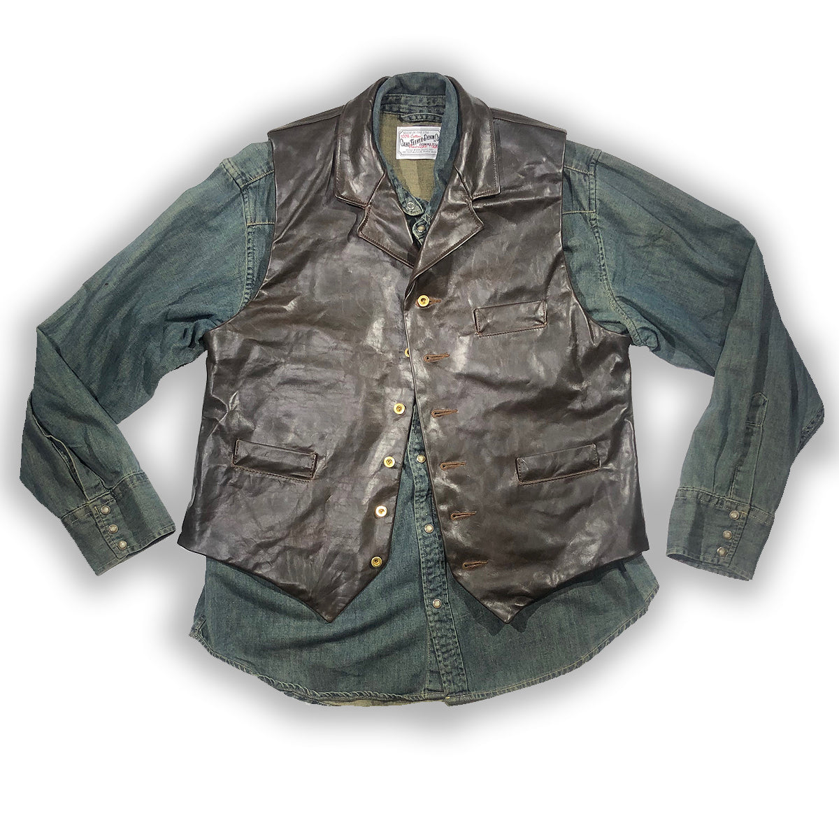 2/3oz Coffee Brown Horse LEATHER "Type B" Waistcoat