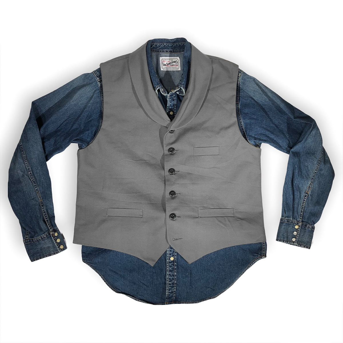 12oz Grey Duck Canvas Type D Waistcoat