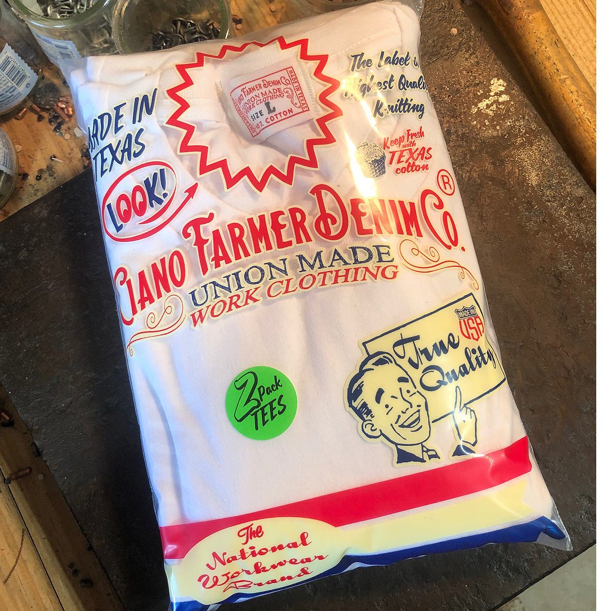 4.4oz TEXAS MADE Crew Neck White "2 PACK SPECIAL"