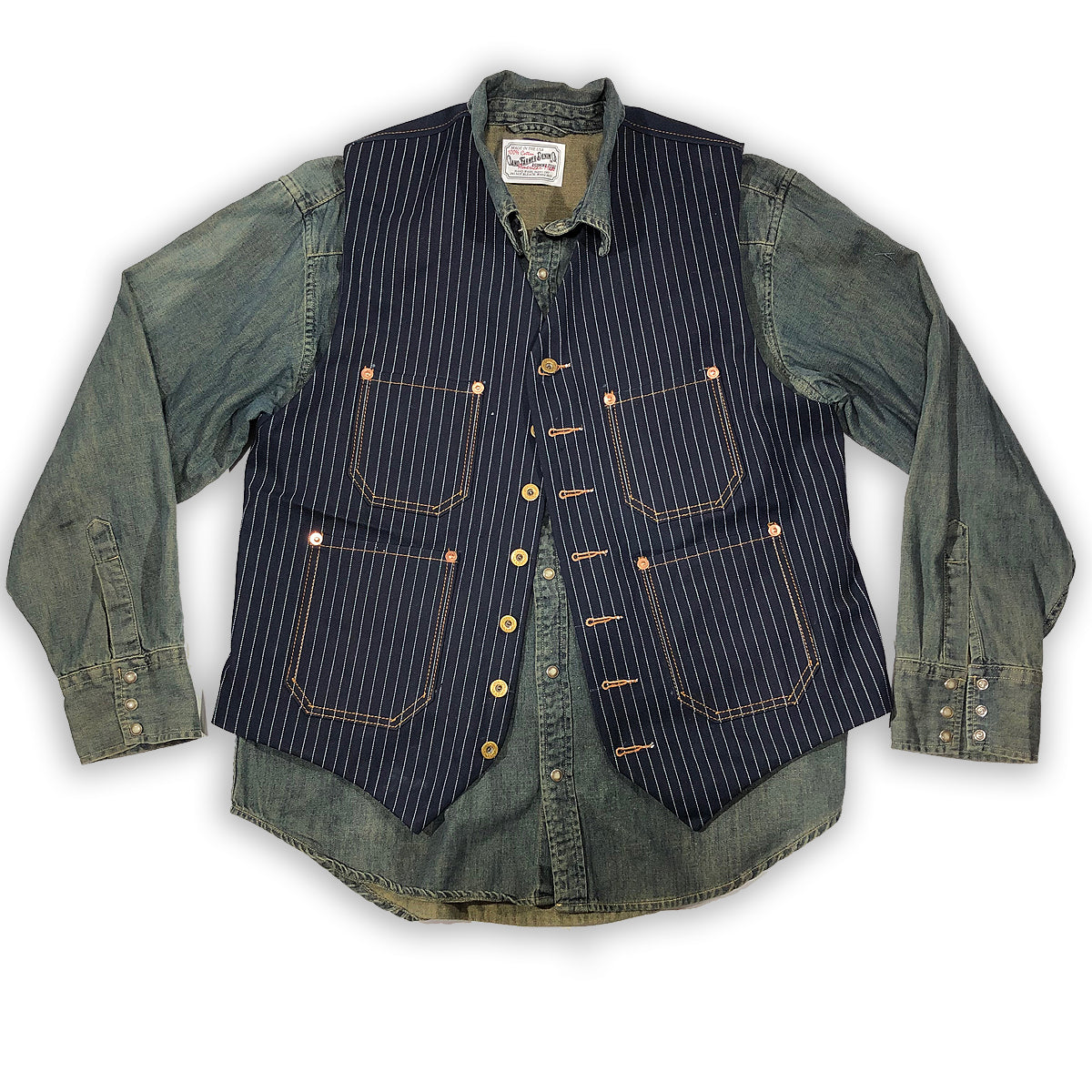 Waistcoat TYPE IH [ ICHIRO HACHIYA ] 13.5oz Japanese Indigo/Indigo WABASH White Selvage