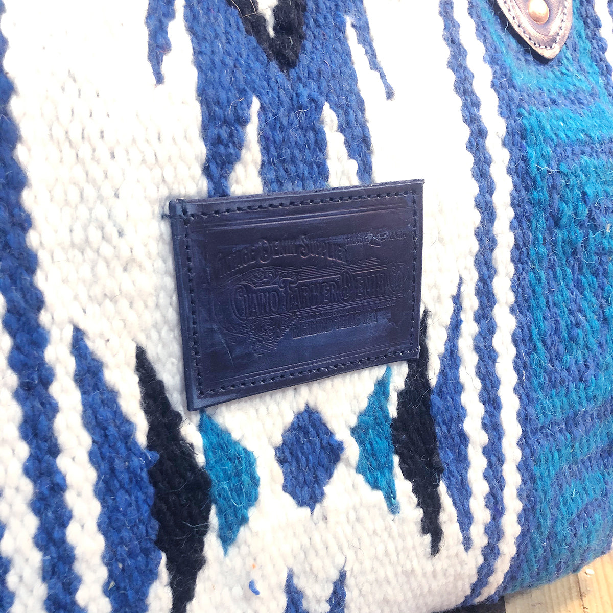 Hand Woven 100% WOOL Southwestern Tote Bag Indigo