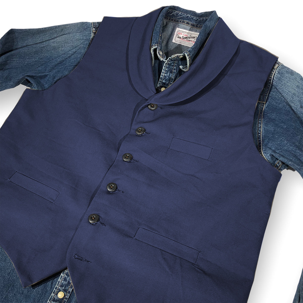 12oz Navy Duck Canvas Type D Waistcoat