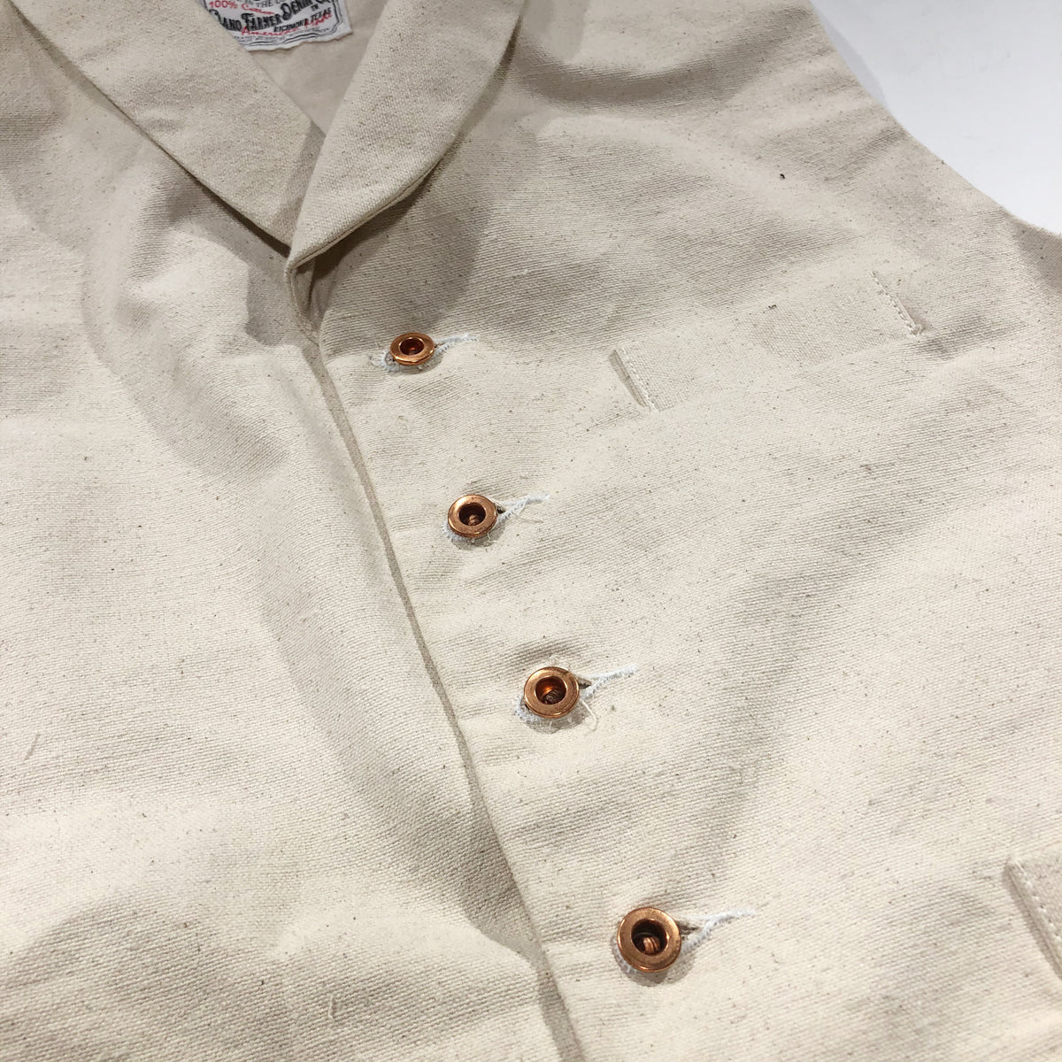 12oz Off White Natural Duck Canvas Type D Waistcoat