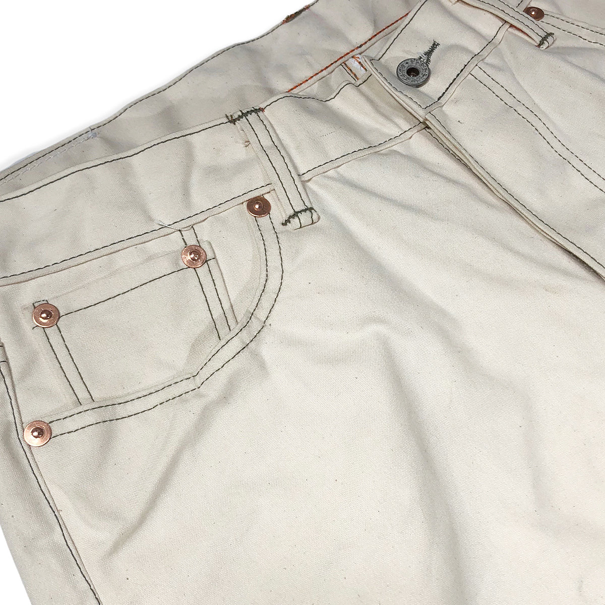 12oz Duck Canvas Off White 5 POCKET Version