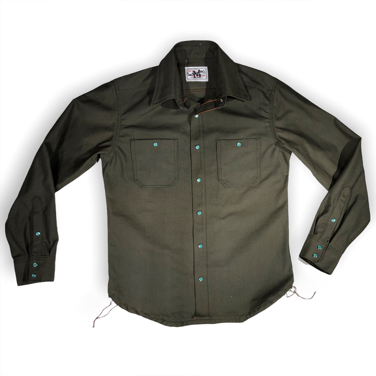 12oz USA Duck Canvas Selvage Olive " 1960's DEADSTOCK" WORKSHIRT