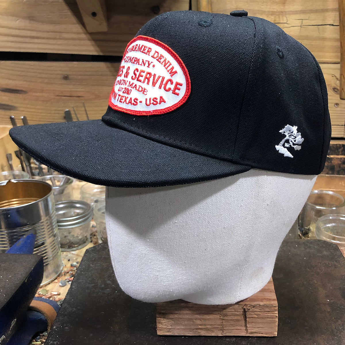 18oz USA Duck Canvas Snapback HAT "Black" Sales and Service Patch